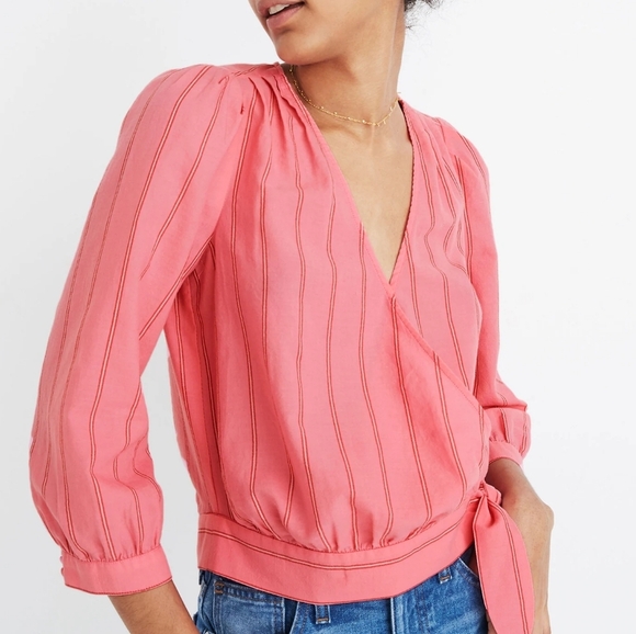 NWT Madewell Wrap Top in Cecilia Stripe - Picture 2 of 9